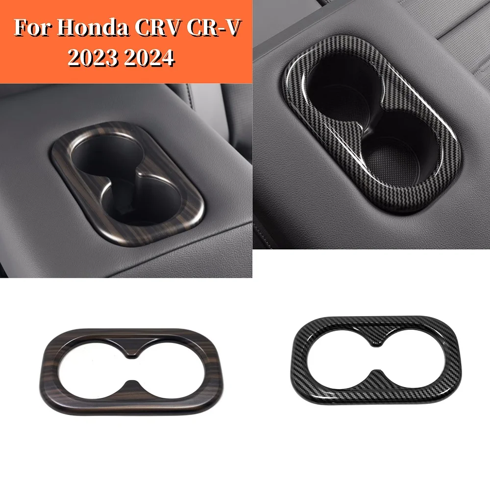 

ABS Carbon Wood Grain Car Rear Seat Water Cup Holder Frame Cover Trims Sticker For Honda CRV CR-V 2023 2024 Styling Accessories