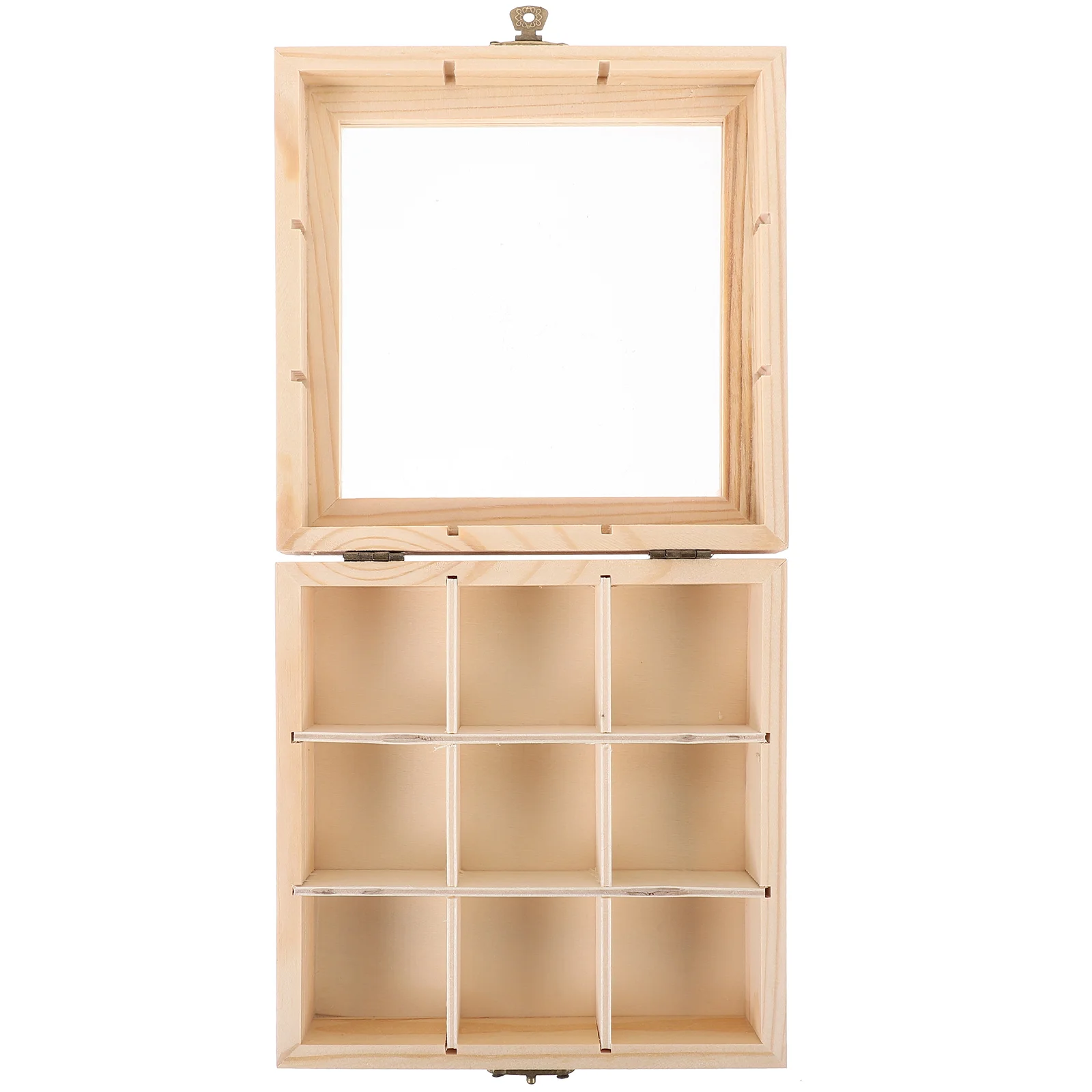 Tea Bag Countertop Holder Sugar Packet Coffee Organizer 9-Compartment Tea Box Wood Drawer With Window Coffee Box