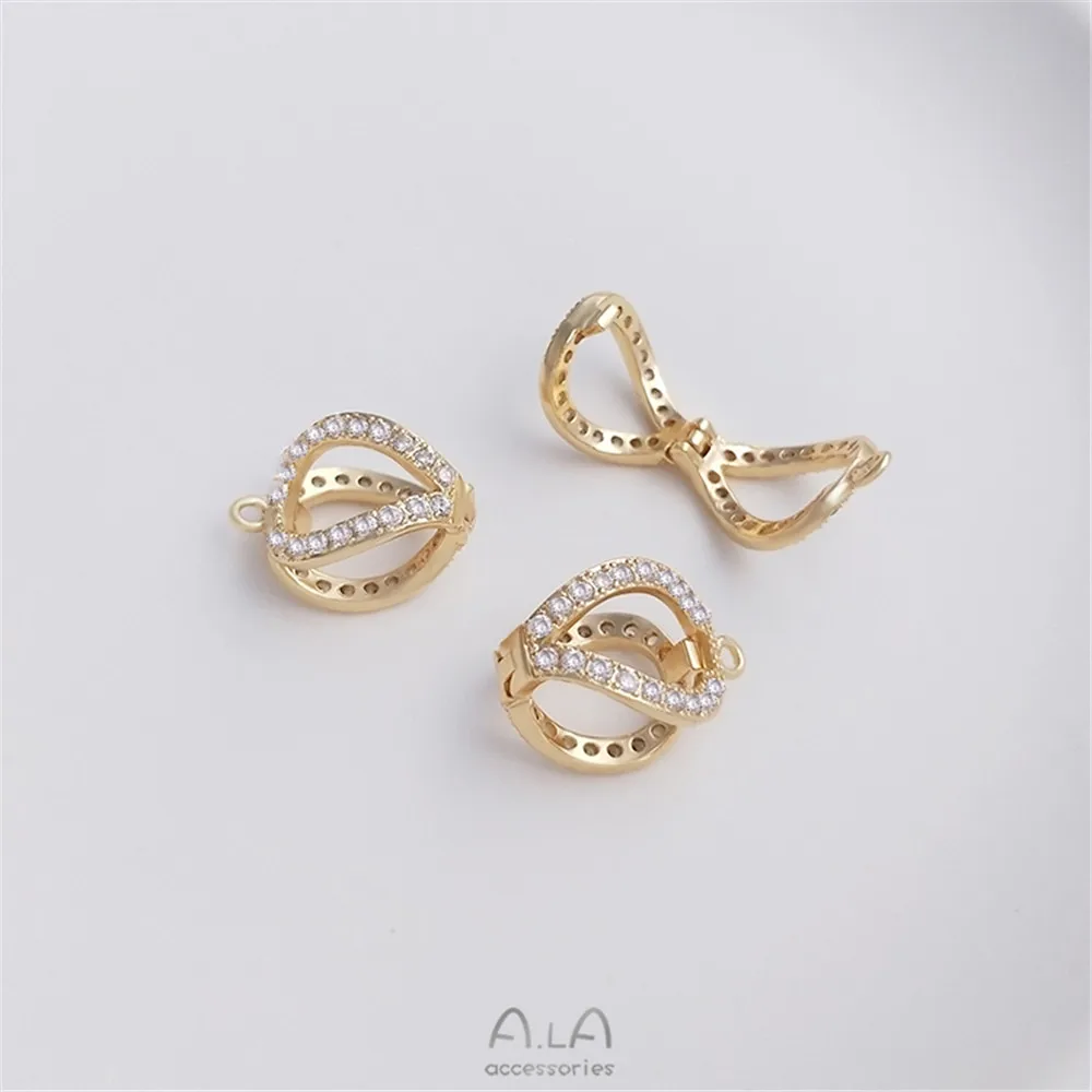 

Pearl necklace diagonal clasp universal pendant clasp 14K gold color DIY button bead clasp sweater chain accessories