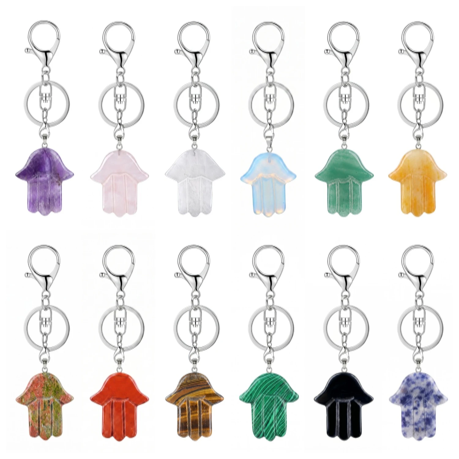 Glücksbringer Hamsa Hand Kristall-Schlüsselanhänger Böser-Blick-Schutzstein Anhänger Taschenanhänger Hand der Fatima Schlüsselring Damen Taschenaccessoires