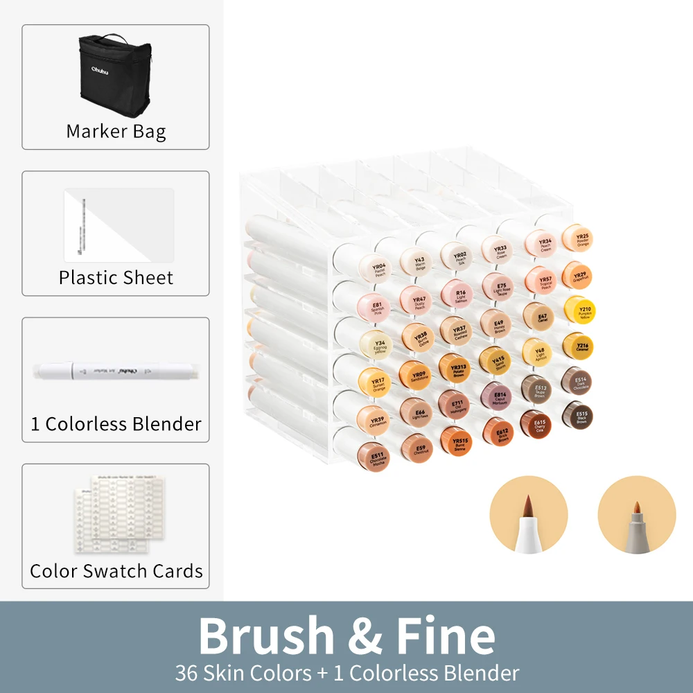 Ohuhu Replacement Super Brush Nibs For Honolulu Markers - 8 Pack With Tweezer