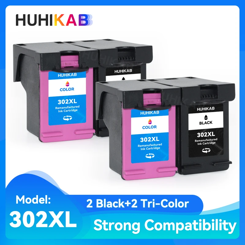 Cartuccia D'Inchiostro Huhikab 4X 302 Per Hp 302Xl Compatibile Per Stampante A Getto D'Inchiostro Hp Officejet 3830 3831 3832 3833 3834 4650 4652 4657