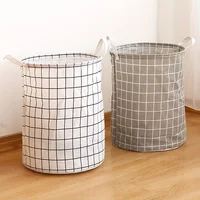 Round Dirty Clothes Basket Portable Fabric Laundry Hamper Foldable Waterproof Dustproof Multifunctional Storage Bucket Sundries 3