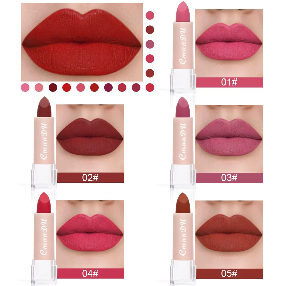 CmaaDu 15 Color Long-lasting Moisturizing and Lifting Lipstick Lip Gloss Embellishes lips 4