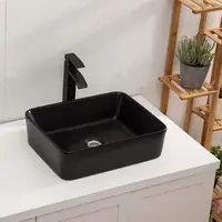 1 Pc Bathroom Container Sink Rectangular 19 "x15" Counter Over Black Ceramic Container Sink Art Basin 1