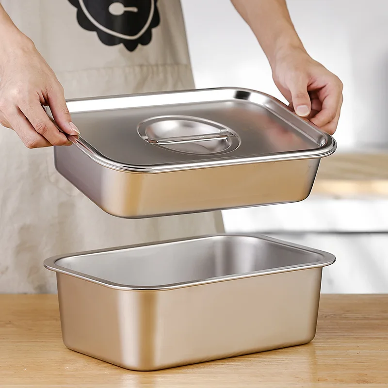 Storage Tray Kitchen Tray Stainless Steel Food Trays Rectangle Fruit Vegetables Storage Pans Cake Bread Biscuits Dish Bakeware Kitchen Baking Plates