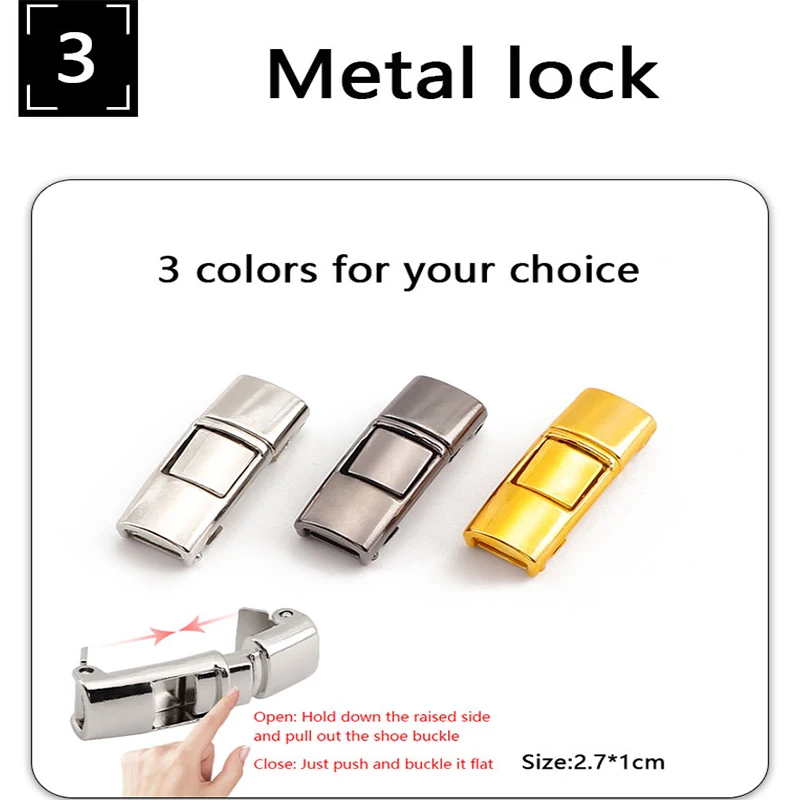 Metal Lock Shoelaces For Sneakers Colorful Shoelace Clip Press