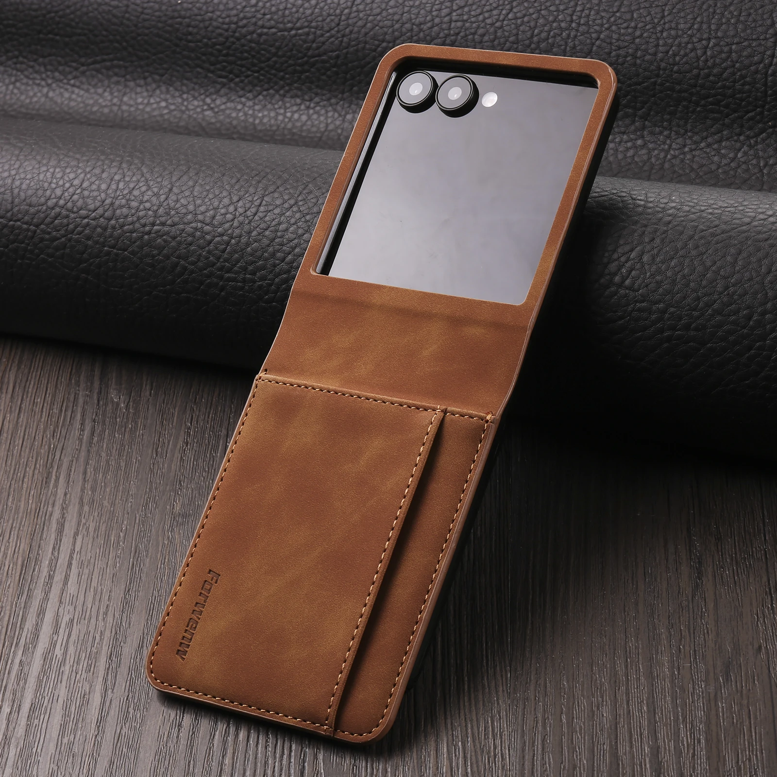 Vintage-Style Luxury Leather Flip Phone Case with Wallet and Magnetic Closure