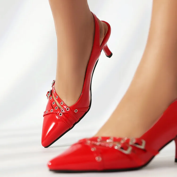 Scarpe Con Tacco 6.5CM Per Donna - Tacco Gattino In Pelle Sintetica, Comode Ed Eleganti - Foto 7