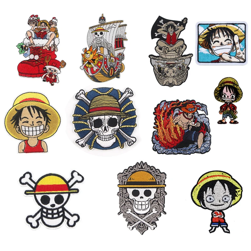 Anime One Piece D. Luffy Ironing Embroidery Patches Sewing Clothes Stickers for Jackets Cartoon Decor on Kids DIY Clothing Gift | Дом и сад