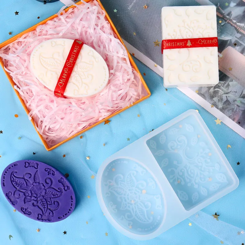 Western Art Plant Pattern Soap Candle Mold DIY Handmade Silicone Soap Mould Plaster Tools 3d Crafts Molds Making Gift