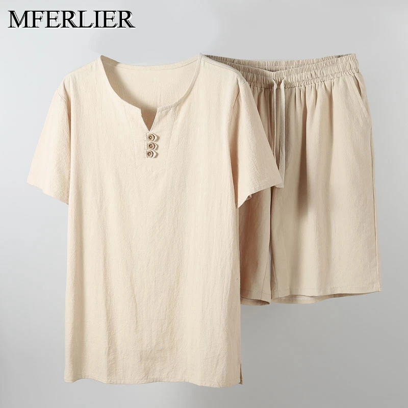 Summer Shirt Men 5XL 6XL 7XL 8XL 9XL 10XL Bust 155cm Tops With Shorts Cotton Shirt 5 Colors