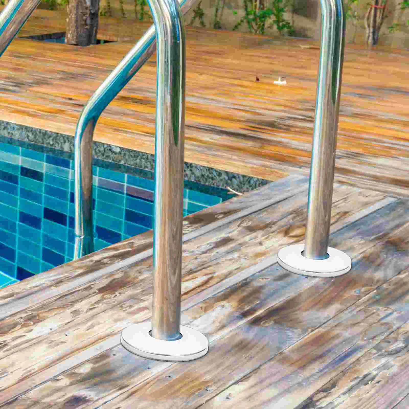 2 Pcs Escalator Decorative Cover Swimming Pool Ladder Spa Stainless Steel Escutcheon Plate Covers Handrail