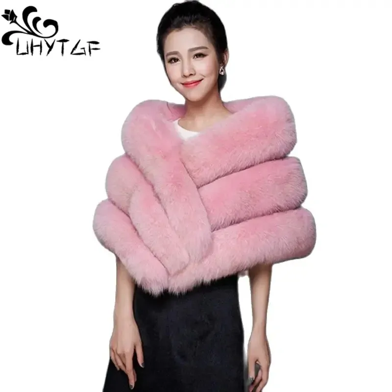 

Poncho Cape For Women Luxury Imitation Fox Fur Shawl Vest Coat Female Fashion With Cheongsam Cloak Fur Jacket Autumn Winter 2418