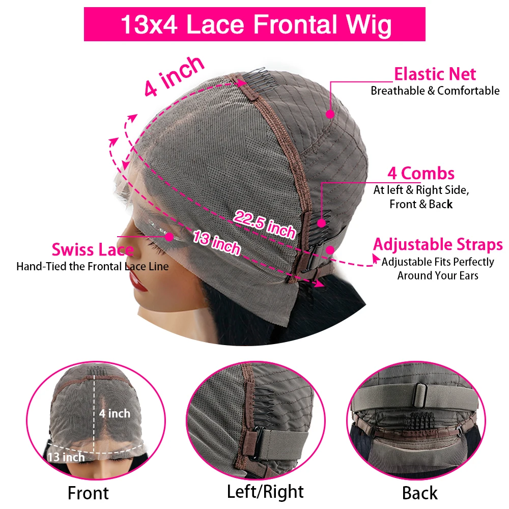 13x6 chocolat brun HD dentelle avant perruques de cheveux humains vague de corps perruque de cheveux humains 46 pouces 200 densité couleur perruques de cheveux humains pour les femmes