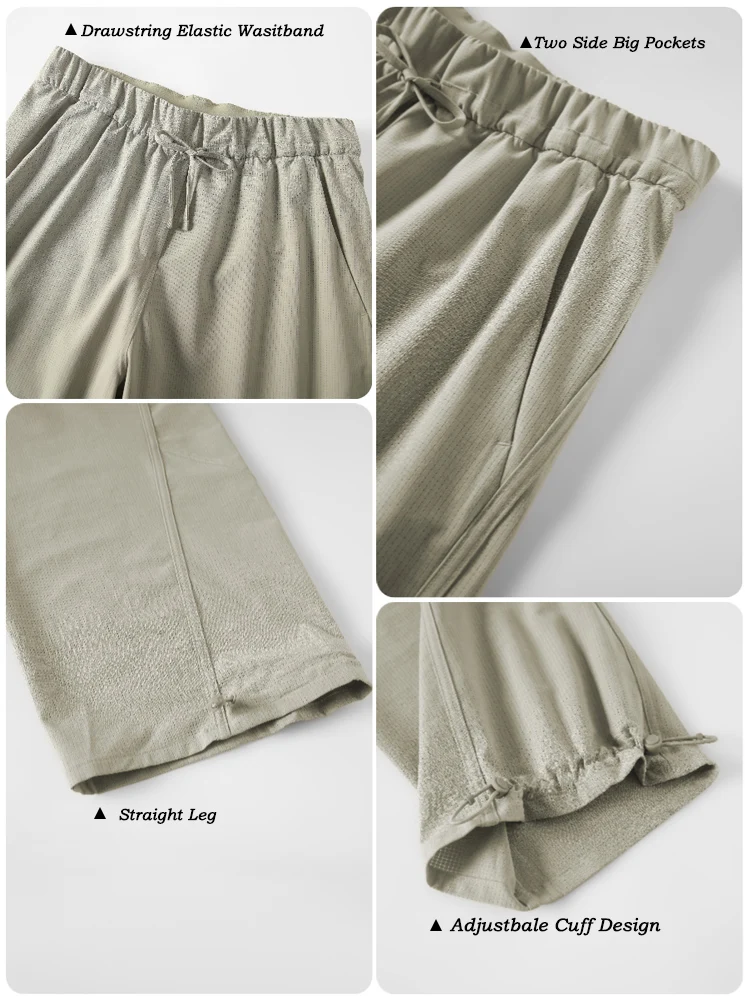 VITALINOVO Damen Sommer Mesh Workout-Hose mit Taschen Kordelzug Laufhose für Frauen Schnell Trocknende Jogginghose Trainingshose – Detail 3