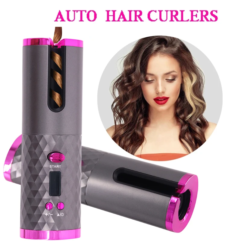 Unbound Cordless Auto Rotating Ceramic Hair Curler Usb Rechargeable