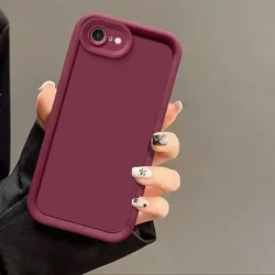 Retro Frosted Armor Square Frame Phone Case with Skin Feel Finish - iPhone SE4 (Red)