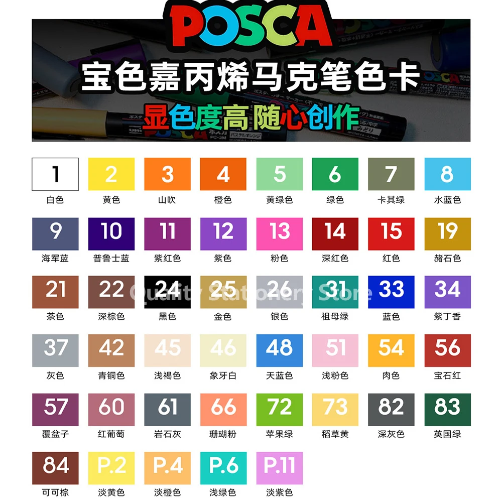 Posca Markers Color Chart