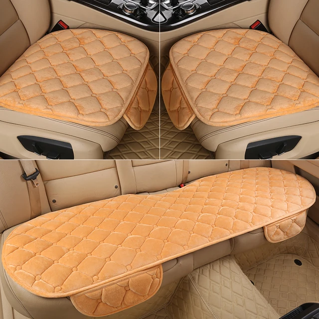 Plaid Auto Plush Car Seat Cover Winter Front Rear Sponge Cushion Keep Warm  Protector Mat Pad Auto Accessories Universal Size