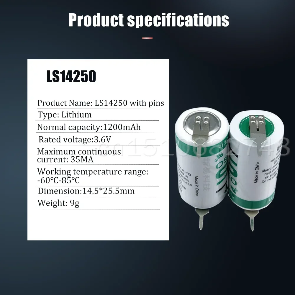 10PCS LS 14250 LS14250 14250 1/2 AA 1/2AA 3.6V 1200mAh Lithium Battery Pins For PLC CNC Gas Water Meter Dry Primary Battery lithium battery
