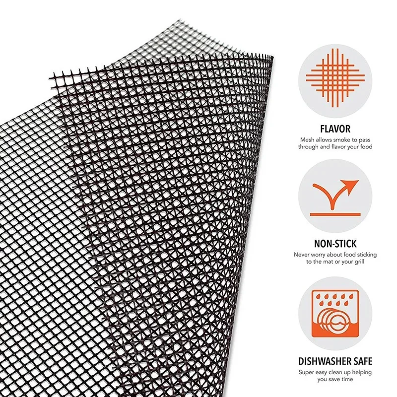 Non-stick Barbecue Mesh Mat Reusable Heat Resistance BBQ Baking Net Pad Kitchen Cooking Smoker BBQ Mat Liner Accessorie Tool