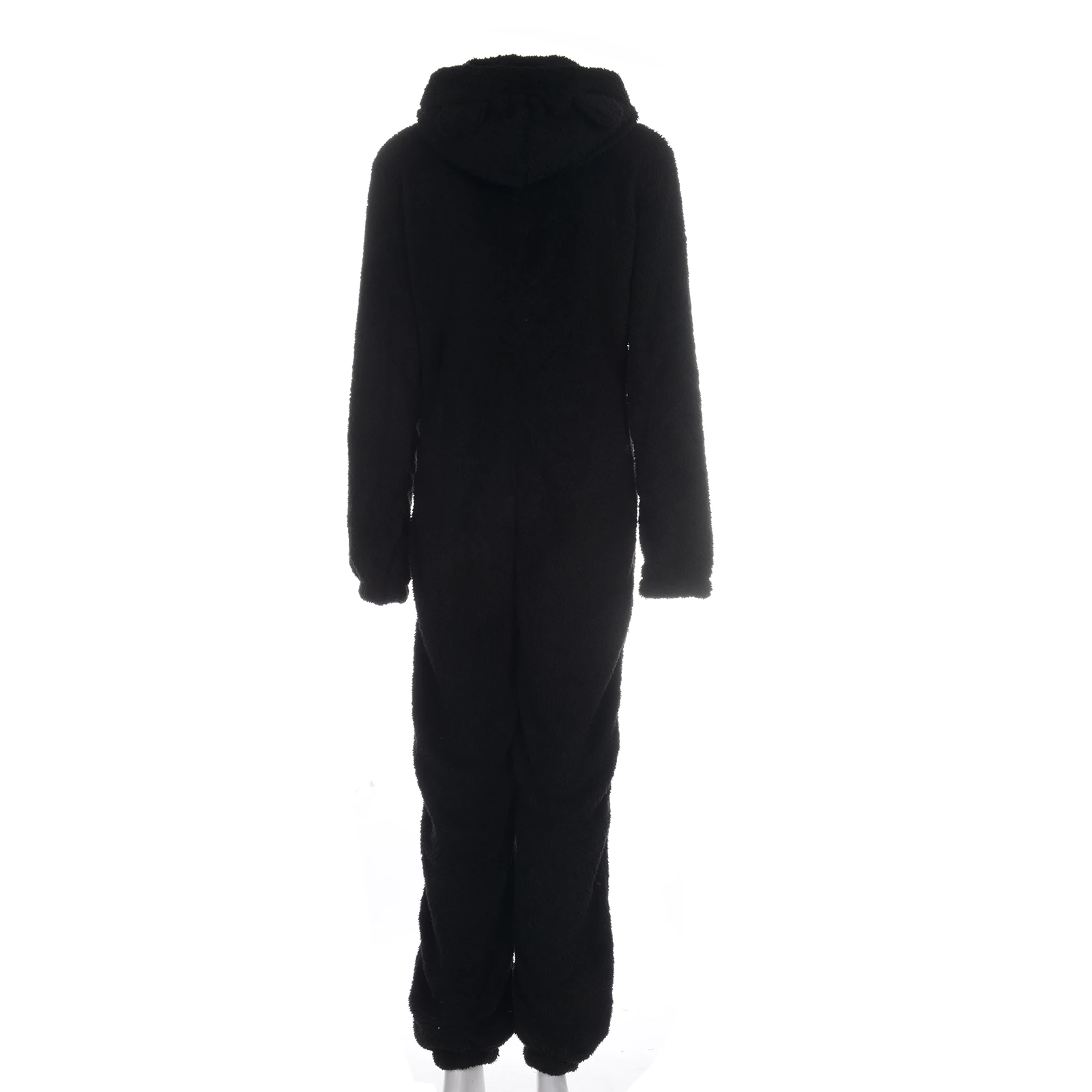 Women s Cozy Fleece Hooded Jumpsuit with Cute Bear Ears Warm Long Sleeve Romper for Fall and Winter Nights