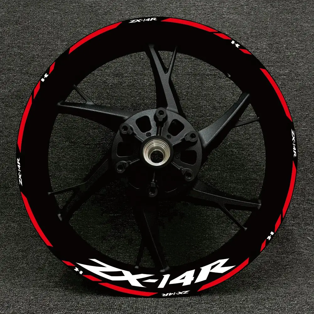 

For Kawasaki ZX-14R ZX-10R zx-14r ZX-6RMotorcycle Reflective Wheel Rim Stripe Decal Sticker Front Rear Decal Full Set