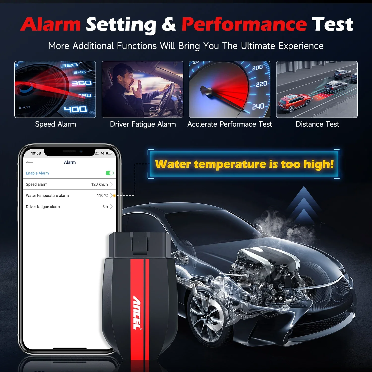 2024 ANCEL BD200 OBD2 Scanner Bluetooth 5.0 Code Reader Engine Fault Battery Test Car Diagnostic Tools for Android IOS iPad 4