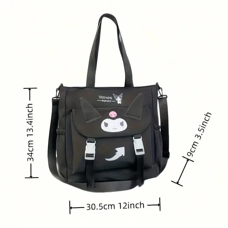 Sanrio Kuromi Large Capacity Tote Bag Nylon Women's Shoulder Bag Students Book Pockets Crossbody Bag 2