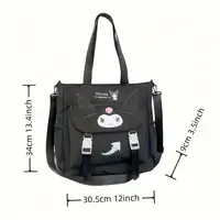 Sanrio Kuromi Large Capacity Tote Bag Nylon Women's Shoulder Bag Students Book Pockets Crossbody Bag 2
