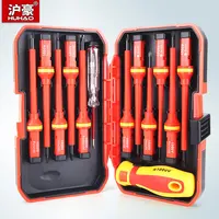 HUHAO Electrician Repair Tools Kit Hand Tool Sets 13pcs 1000V Changeable Insulated Screwdrivers Set with Magnetic Slotted Bits