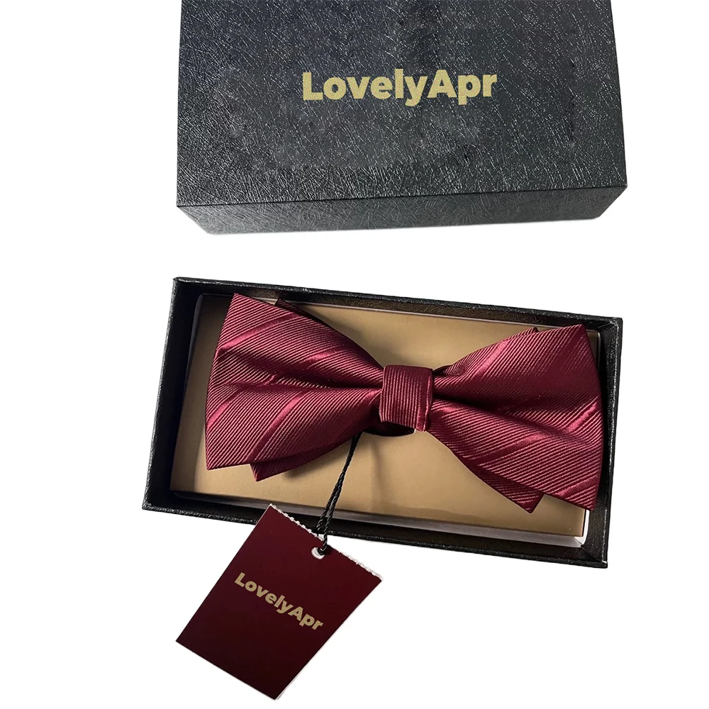 LovelyApr Cravats, Men's Classic Poly Satin Clip On Bow Ties for Suit Tuxedo, Red