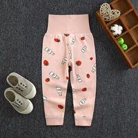 Baby Girls Boys Pants Toddler Bottoming Leggings Children Cotton Cartoon Trousers High Waist 2024 Autumn Newborn Kids Clothing 3