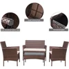 Patio Furniture Sets Outdoor Indoor Use  Backyard Porch Garden Sets Clearance Brown and Beige 4 Pieces Furniture Easy Assembly 4
