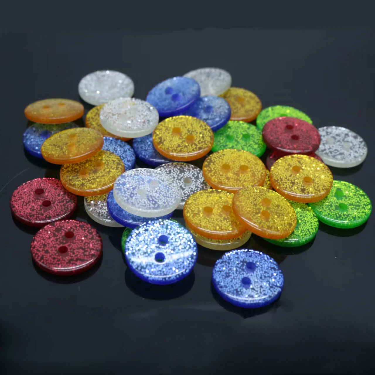 50pcs 10mm/12.5mm/15mm/20mm Sparkle Christmas Mixed Glitter Resin Round Buttons For 2 Holes Sewing Accessories 4