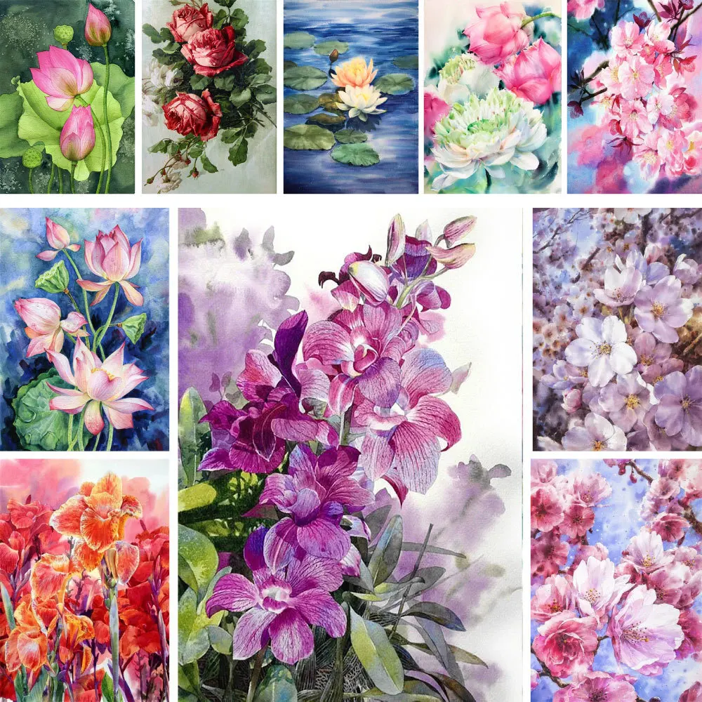 Blumen Lotus gedruckt Leinwand Kreuzstich Set Stickerei Handarbeit Malerei handgemachte Handwerk für Erwachsene Großhandel Raumdekoration – Detail 11