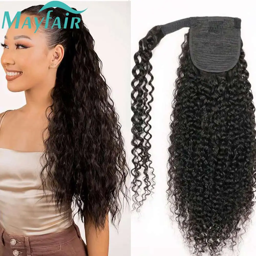 

Hair Afro Kinky Curly Ponytail Human Hair Brazilian Wrap Around Ponytail Clip In Hair Extensions 100% Remy Human Hair