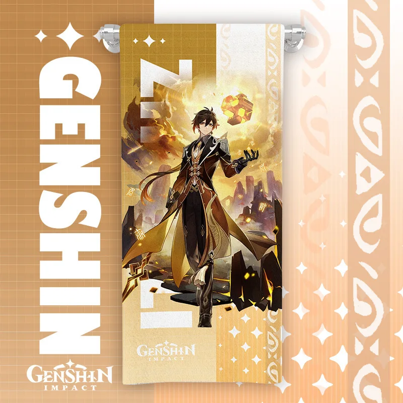 35*75cm Genshin Impact Towel Cotton Multiple Genshin Games Character Printed Absorbent Anime Sports Bath Towels Gift Bath Towel