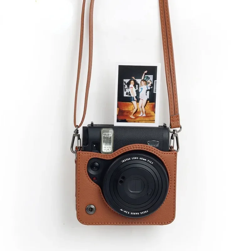 For Instax mini 99 Camera Case Bag PU Leather Cover with Shoulder Strap