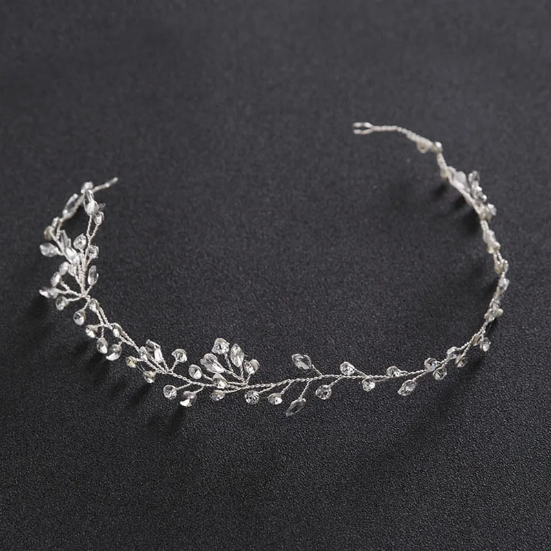 Gold/Silver Color Headbands Bride Hair Accessories Flower Pearl Crystal Hairbands Bridal Tiaras Headpiece Wedding Hair Jewelry