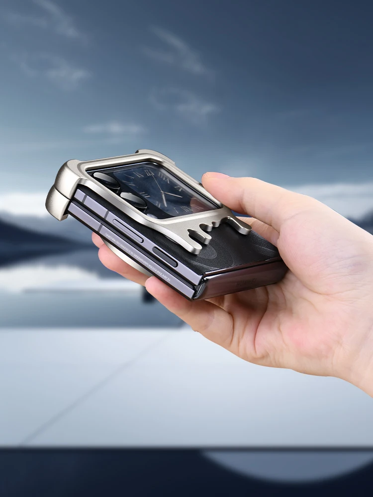 Oatsbasf Metal Bezel-less Skeleton Protective Phone Case with Magnetic Kickstand