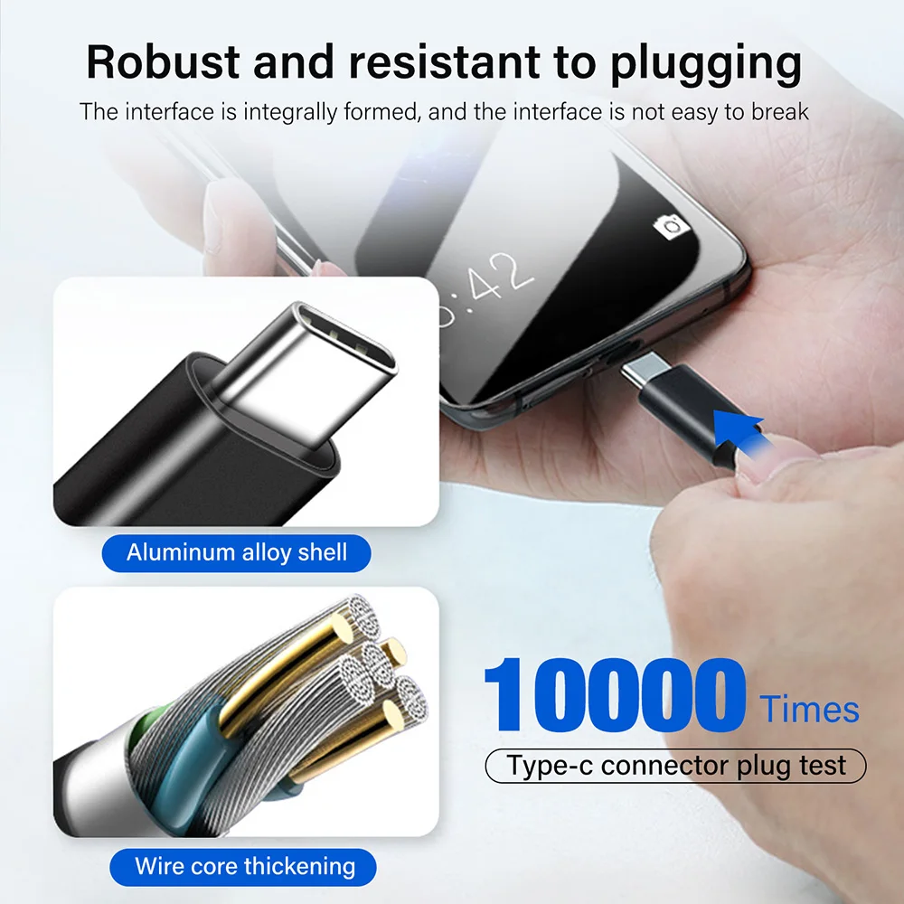 High-Speed USB-C to USB-C Cable with 100W PD & 4K Video Support