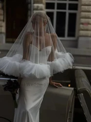 Gorgeous Women's Bridal Gowns Satin Spaghetti Shoulder Strap Mermaid Formal Beach Wedding Welcome Guest Dresses With Veil Robe