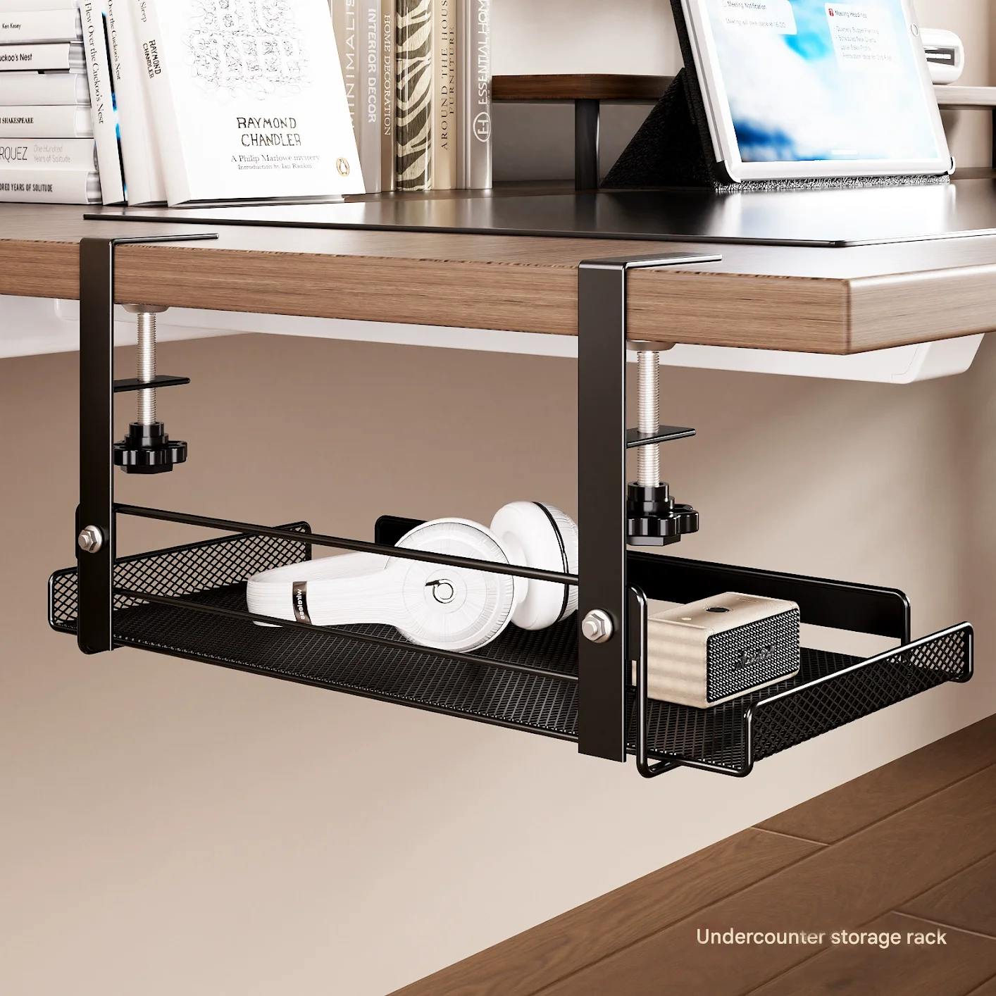 Under The Desk Line Storage Shelf Office Storage Shelf Hidden Supplies Metal Material Is Not Deformed