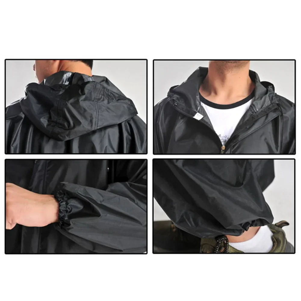 Oversized Rain Coat Motorcycle Rainwear Adult Motorbike 5 Sizes M-3XL Waterproof Raincoat Overalls Suit PVC Black