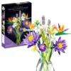 Bouquet of Blue Lotus Building Sets - 891 Piecse Artificial Flowers Kit for Adults, Home Decor, Mother's Day, Valentine's Day 1