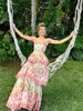 Elegant Ruffles Layer Printed Cake Maxi Dresses for Women 2024 Summer Vacation Backless Print Dress Ladies Streetwear 1