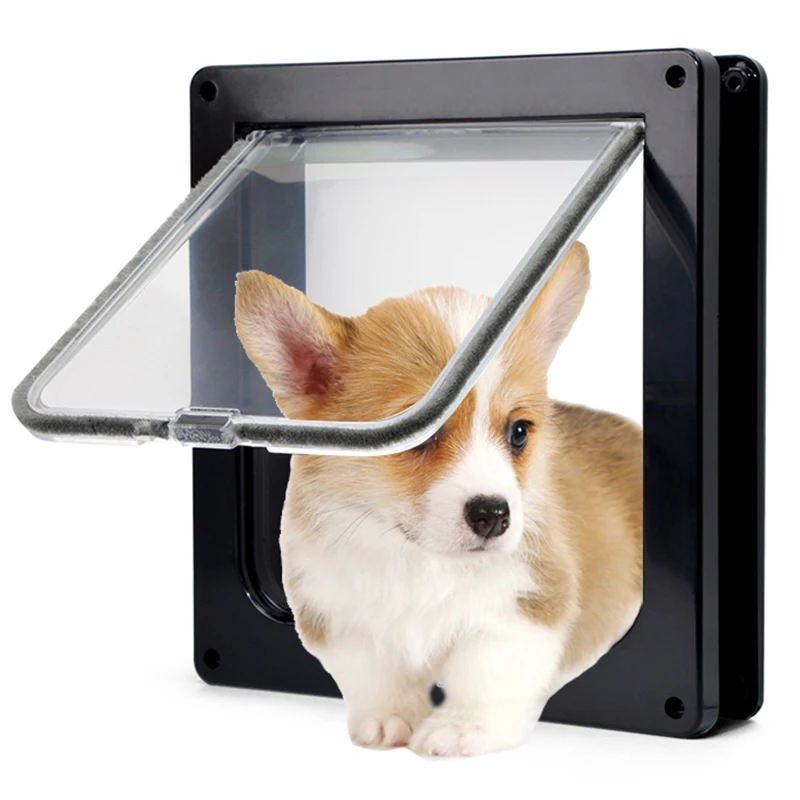 Pet Dog Flap Door Smart Security 4 Way Lock Abs Plastic Door
