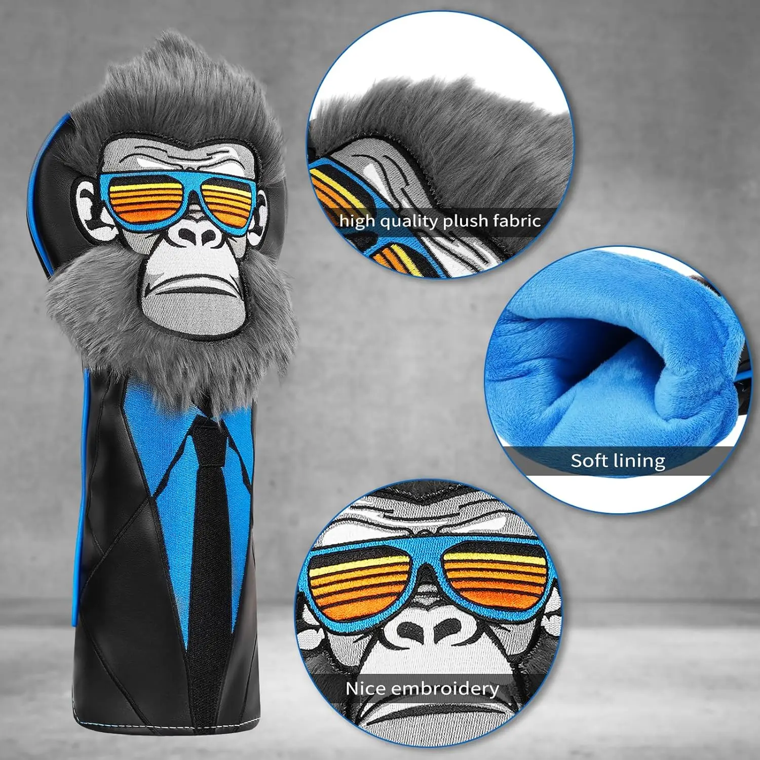Gorilla suit golf head cover front view